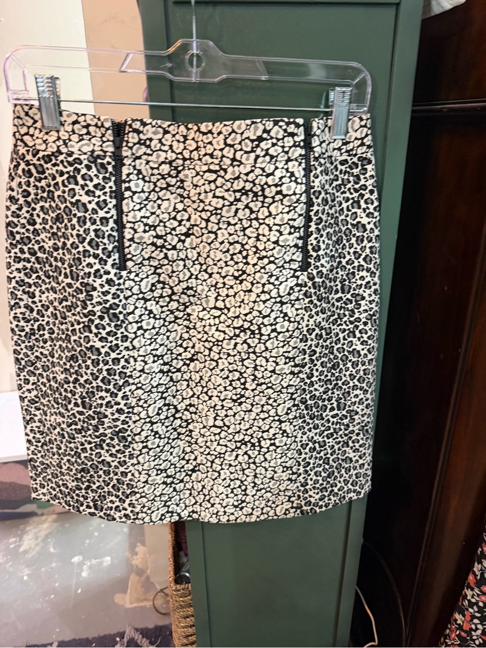 Ann Taylor Black and White Leopard-Print Mini Skirt